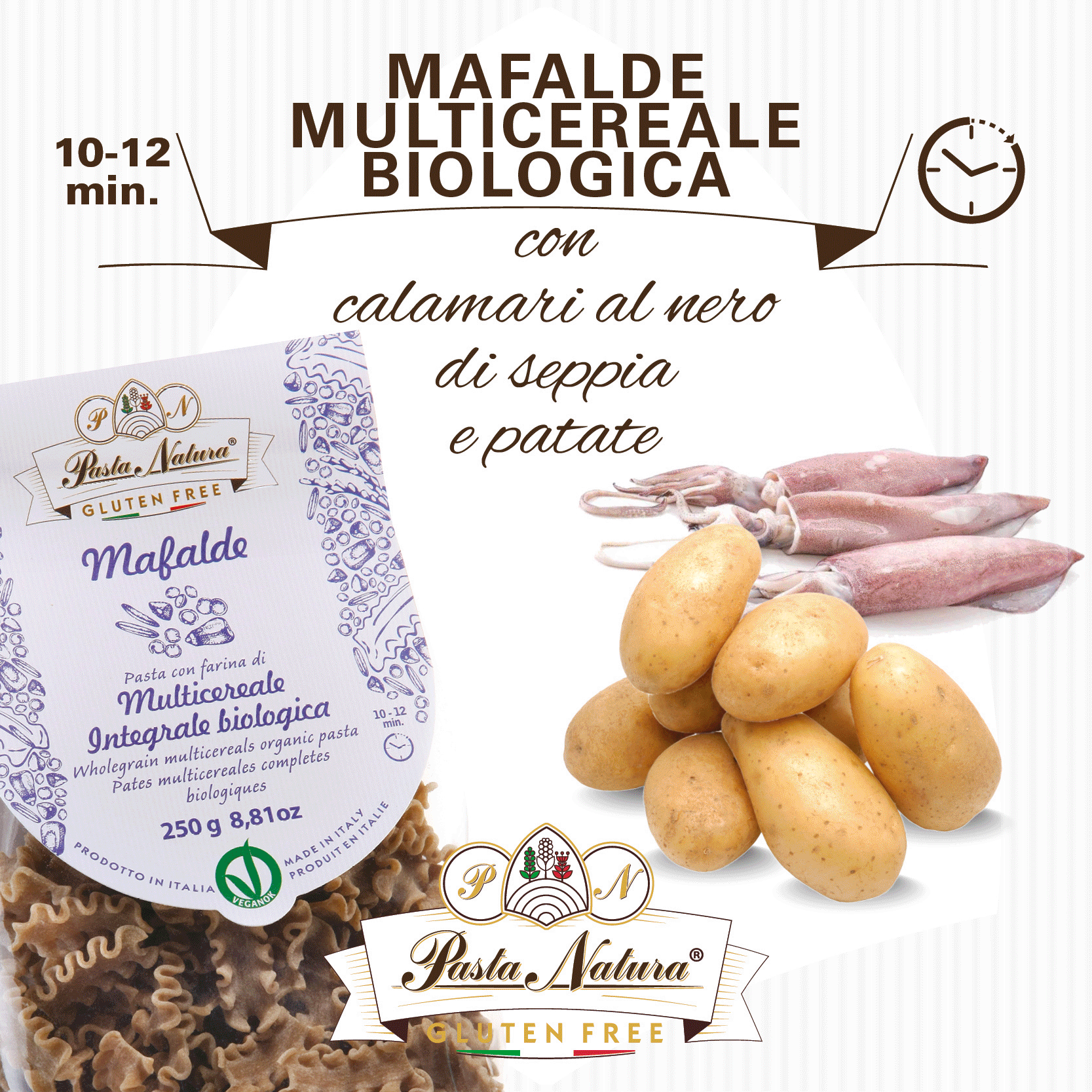 MAFALDE MULTICEREALI CON CALAMARES EN SU TINTA 