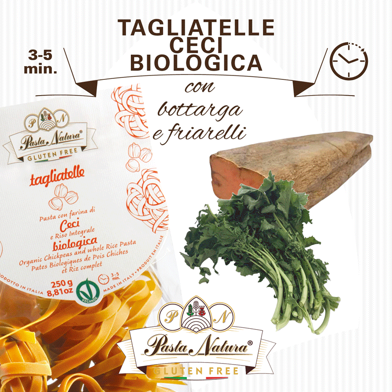 TAGLIATELLE DI CECI CON BOTTARGA E FRIARIELLI 